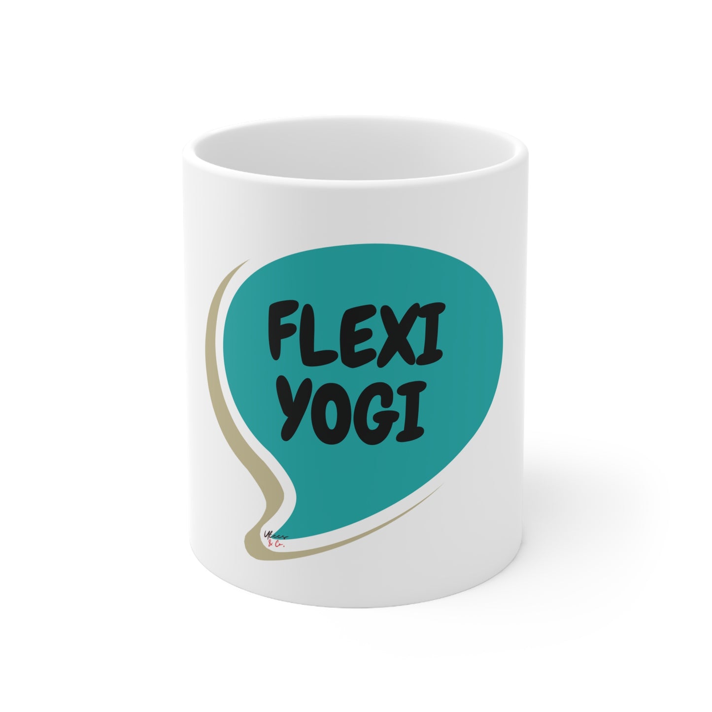 FLEXI YOGI IN SPEECH BUBBLE CERAMIC MUG 11oz YOGA INSPIRED MUG GIFT FOR YOGI YOGA COFFEE MUG TEA MUG BEVERAGE MUG FOR YOGA