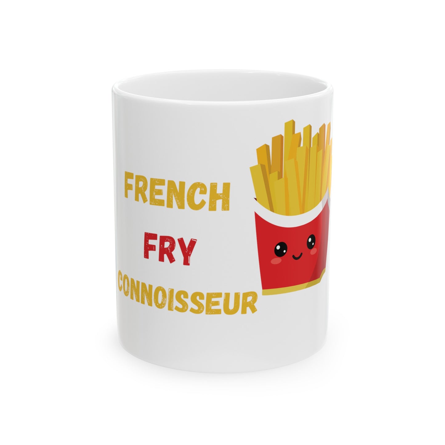 FRENCH FRY CONNOISSEUR COFFEE MUG FOR COFFEE LOVER COFFEE MUG GIFT FOR POTATO LOVERS CERAMIC 11oz CUTE FRY COFFEE MUG FOR LOVERS OF FRIES