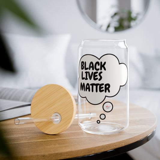 BLACK LIVES MATTER ICED COFFEE GLASSES IN THOUGHT BUBBLE EQUALITY SIPPER GLASS 16oz