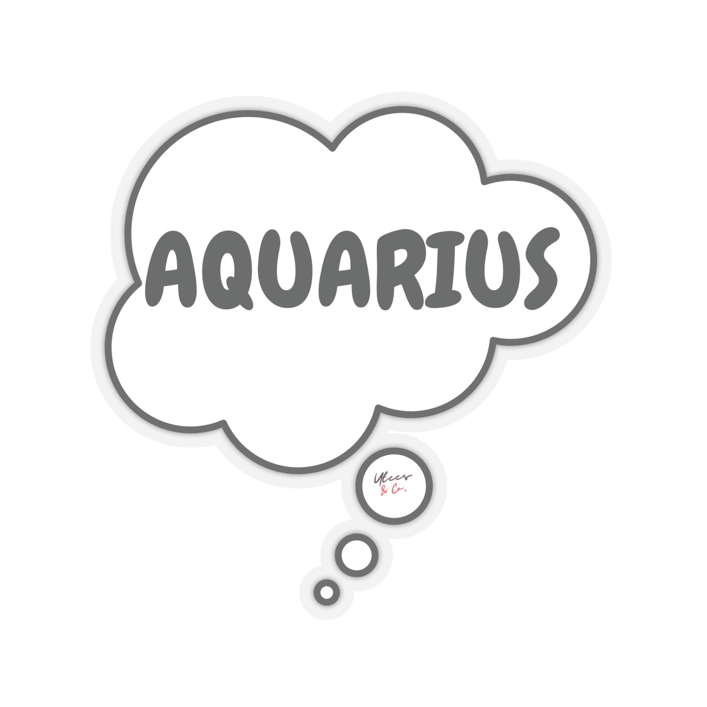 AQUARIUS ZODIAC SIGN IN THOUGHT BUBBLE SINGLE STICKER WHITE STICKER TRANSPARENT STICKER HOROSCOPE ASTROLOGY AQUARIUS SIGN SCRAPBOOKING STICKER JOURNAL STICKERS STATIONARY STICKERS AQUARIUS BIRTHDAY SIGN GIFT STICKERS