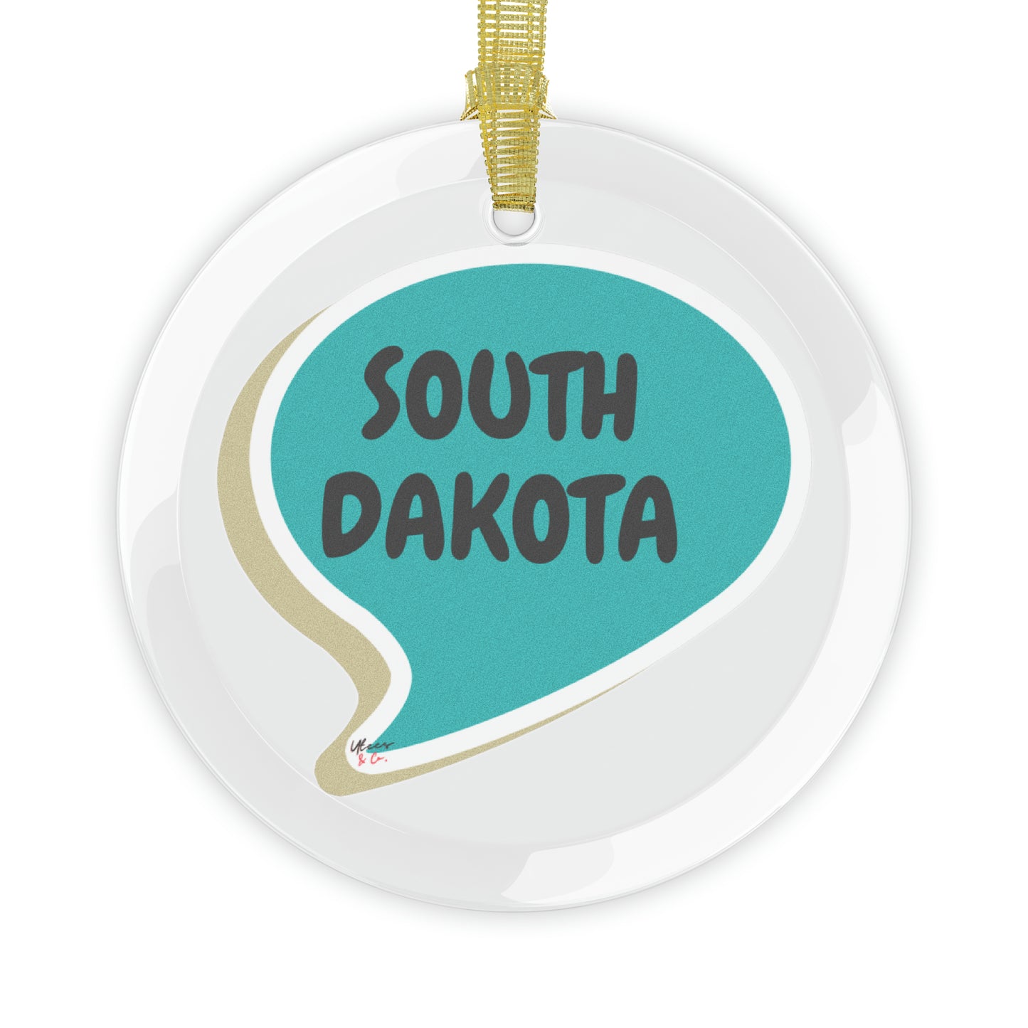 SOUTH DAKOTA GLASS ORNAMENT IN SPEECH BUBBLE FOR FAVORITE STATE DECORATION FOR CHRISTMAS DECOR FOR HOLIDAY DECORATION