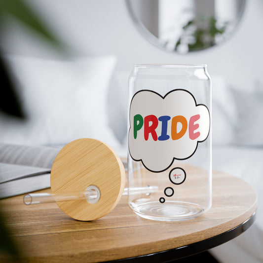 PRIDE ICED COFFEE GLASSES IN THOUGHT BUBBLE LGBTQ EQUALITY PRIDE MONTH HAPPY PRIDE SIPPER GLASS 16oz