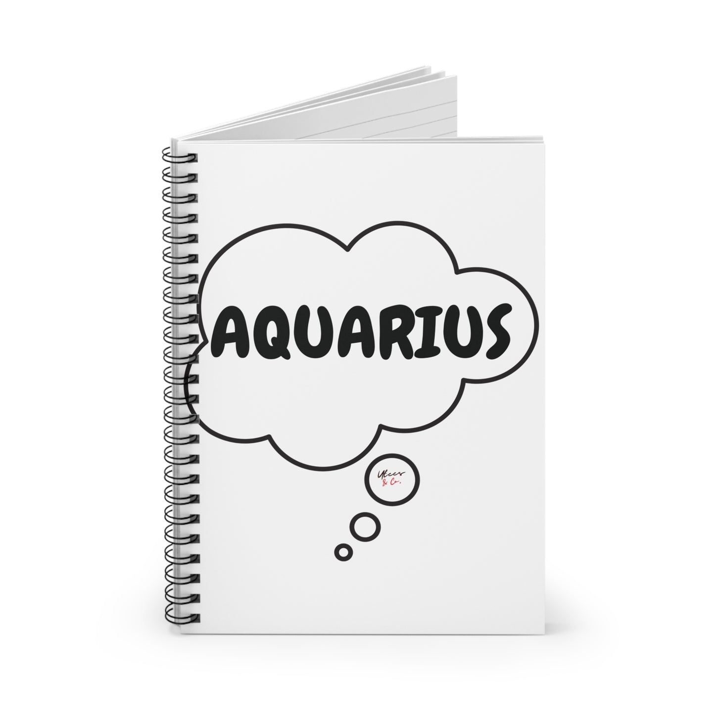 AQUARIUS ZODIAC SIGN SPIRAL NOTEBOOK IN THOUGHT BUBBLE AQUARIUS BIRTHDAY SIGN HOROSCOPE SPIRAL NOTEBOOK