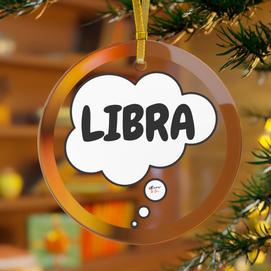 LIBRA ZODIAC SIGN GLASS ORNAMENTS THOUGHT BUBBLE HOROSCOPE LIBRA BIRTHDAY SIGNS SYMBOLS CHRISTMAS TREE ORNAMENT HOLIDAY GIFT LIBRA ZODIAC CHRISTMAS GIFT