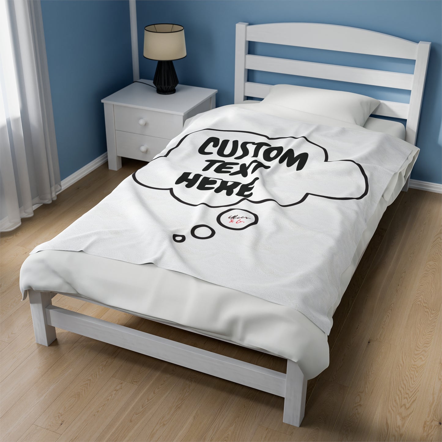 PERSONALIZE PLUSH BLANKET IN THOUGHT BUBBLE CUSTOM VELVETEEN PLUSH BLANKET CUSTOMIZE BLANKET FOR GIFT