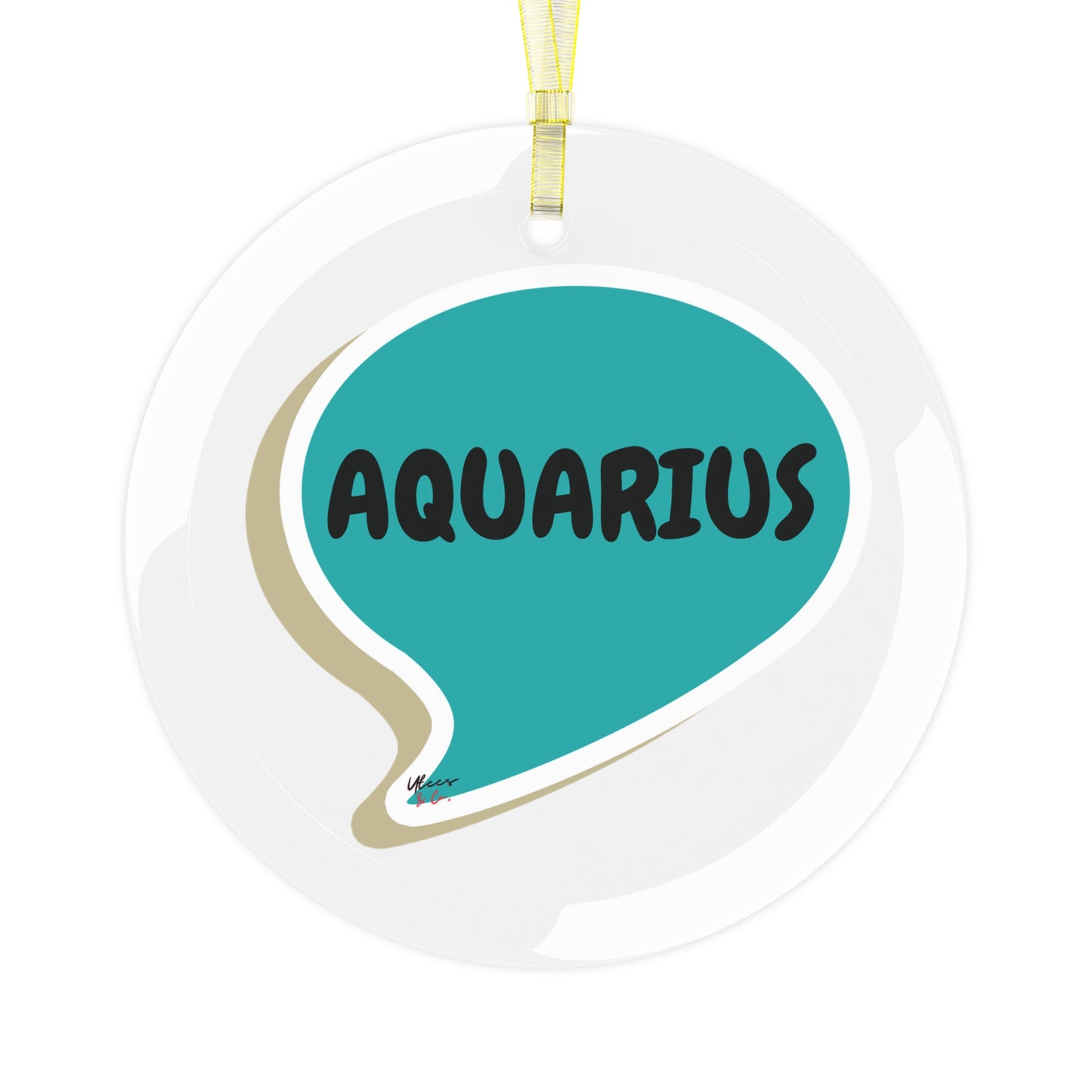 AQUARIUS ZODIAC SIGN TREE ORNAMENT FOR CHRISTMAS HOLIDAYS GIFT IN SPEECH BUBBLE BIRTHDAY SIGN GLASS ORNAMENT GIFT AQUARIUS CONSTELLATION ZODIAC SIGN ASTROLOGY AQUARIUS SIGNS FOR HOME DECOR GIFT