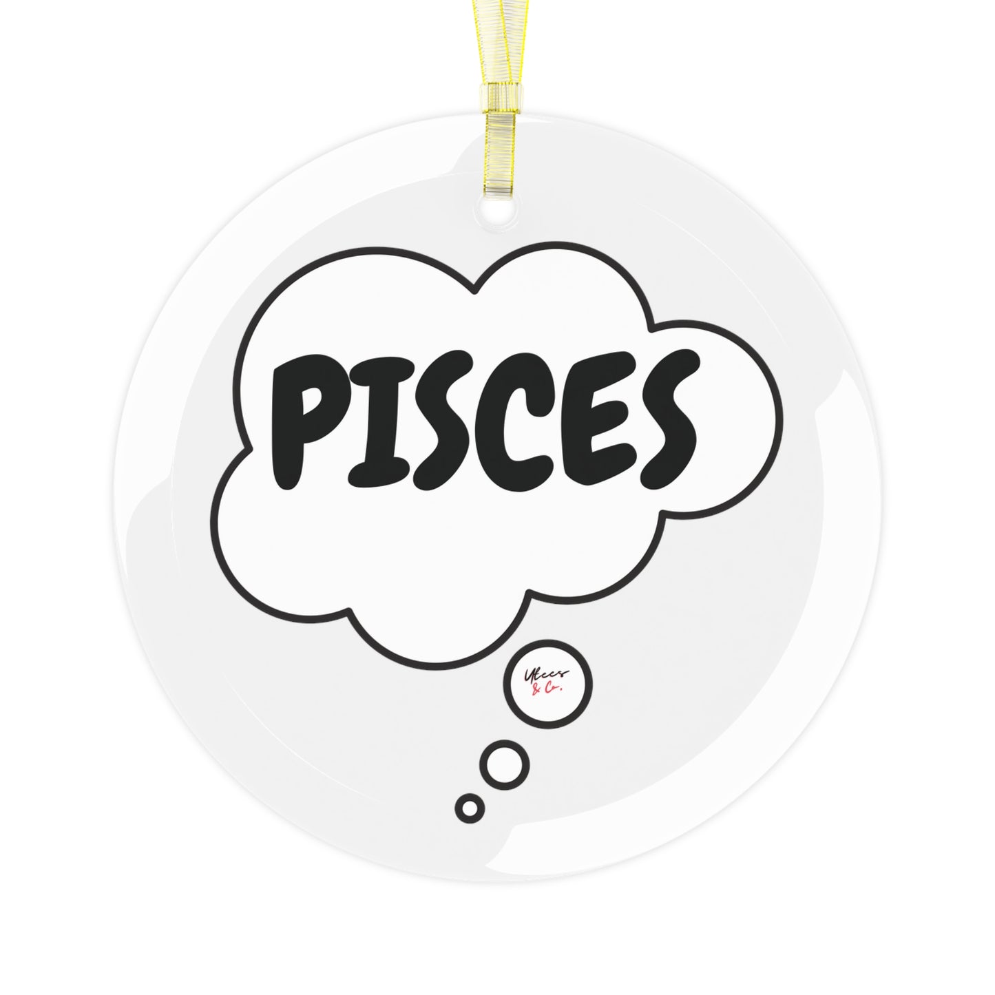 PISCES ZODIAC SIGNS GLASS ORNAMENTS THOUGHT BUBBLE HOROSCOPE PISCES SIGN CHRISTMAS TREE ORNAMENT PISCES SYMBOL BIRTHDAY GIFT SIGN PISCES ORNAMENT