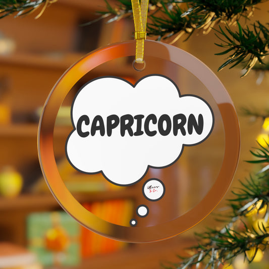 CAPRICORN ZODIAC SIGN BIRTHDAY SYMBOL GLASS ORNAMENT THOUGHT BUBBLE CAPRICORN BIRTHDAY SIGNS HOROSCOPE ASTROLOGY CAPRICORN SIGN GIFTS FOR CHRISTMAS DECORATIONS