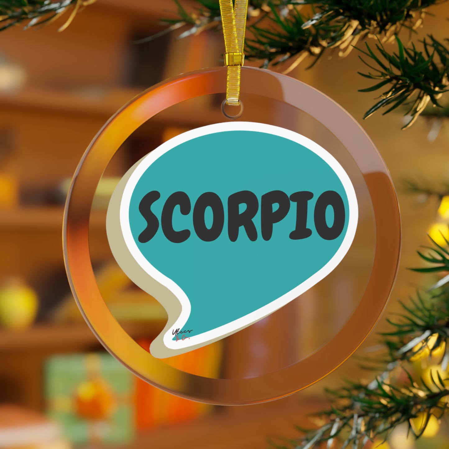 SCORPIO ZODIAC SIGN GLASS ORNAMENTS SPEECH BUBBLE HOROSCOPE BIRTHDAY SIGNS SCORPIO SYMBOLS CHRISTMAS TREE ORNAMENT HOLIDAY GIFT ZODIAC SCORPIO SYMBOLS