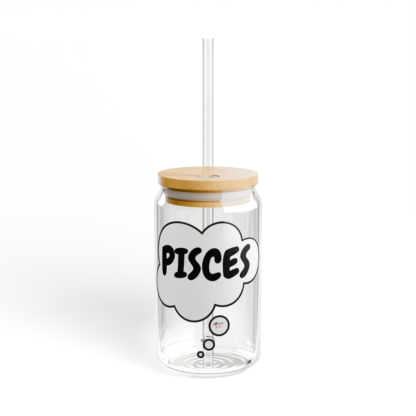 PISCES ZODIAC SIGN ICED COFFEE GLASSES 16oz SIPPER GLASS IN THOUGHT BUBBLE HOROSCOPE PISCES SIGN SIPPER GLASS BIRTHDAY GIFT FOR PISCES ZODIAC SIGN