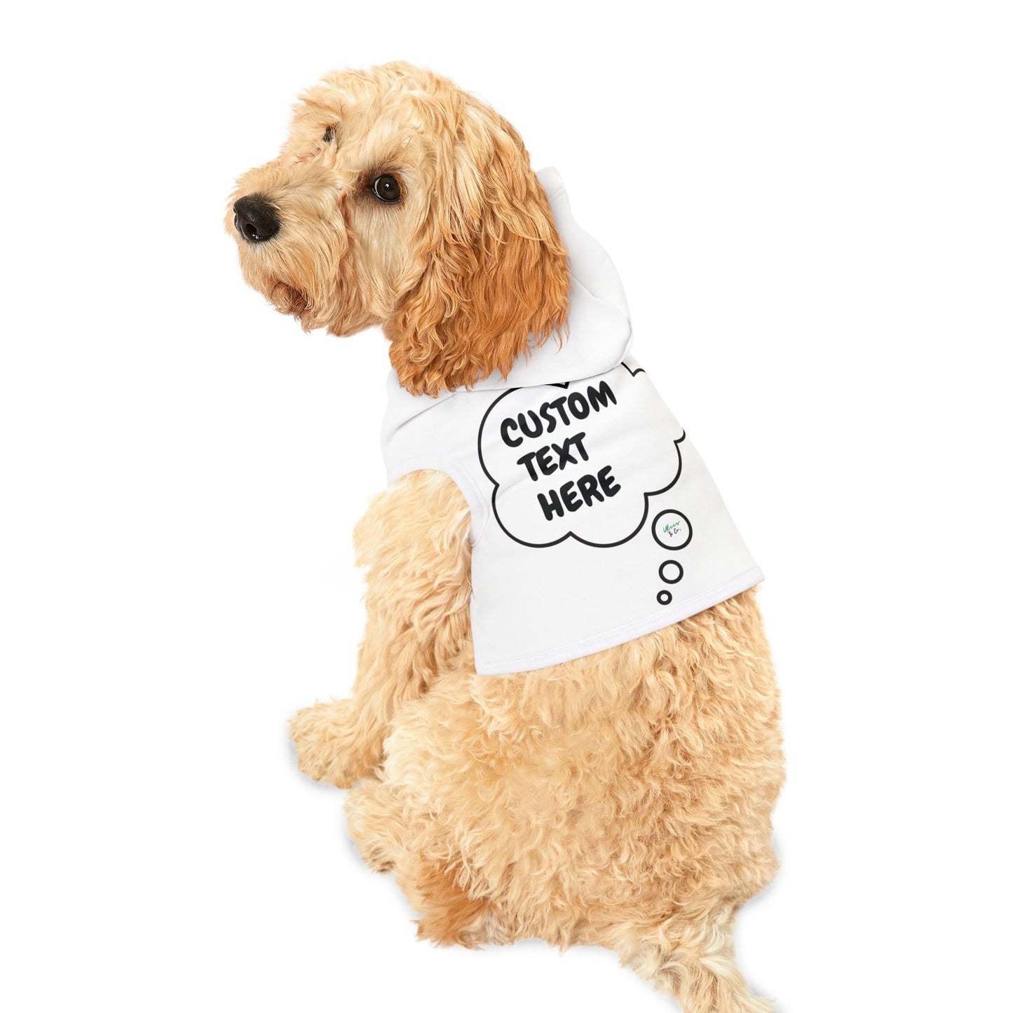 PERSONALIZED PET HOODIE SHIRT IN THOUGHT BUBBLE CUSTOMIZED GRAPHIC UNISEX DOG PULLOVER HOODIE FOR DOGS SHIRTS CUSTOM GIFTS FOR PETS HOODIE FOR PUPPIES DOG CLOTHING