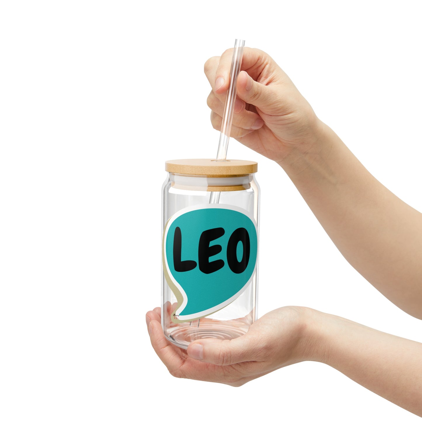 LEO ZODIAC SIGN ICED COFFEE GLASSES 16oz SIPPER GLASS IN SPEECH BUBBLE HOROSCOPE LEO SIGN SIPPER GLASS BIRTHDAY GIFT FOR LEO ZODIAC SIGN