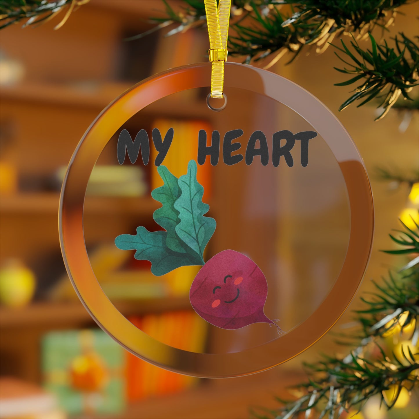 MY HEART BEET GLASS ORNAMENT CHRISTMAS DECOR HOLIDAY DECORATION