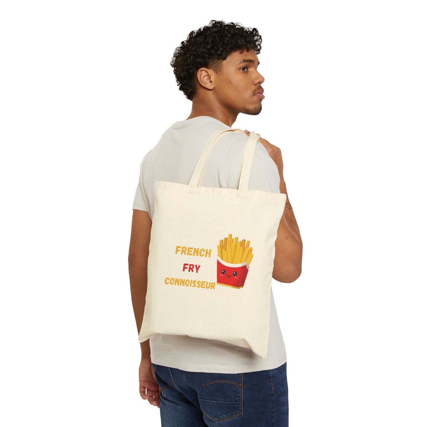 FRENCH FRY CONNOISSEUR TOTE BAG COTTON CANVAS TOTE BAG