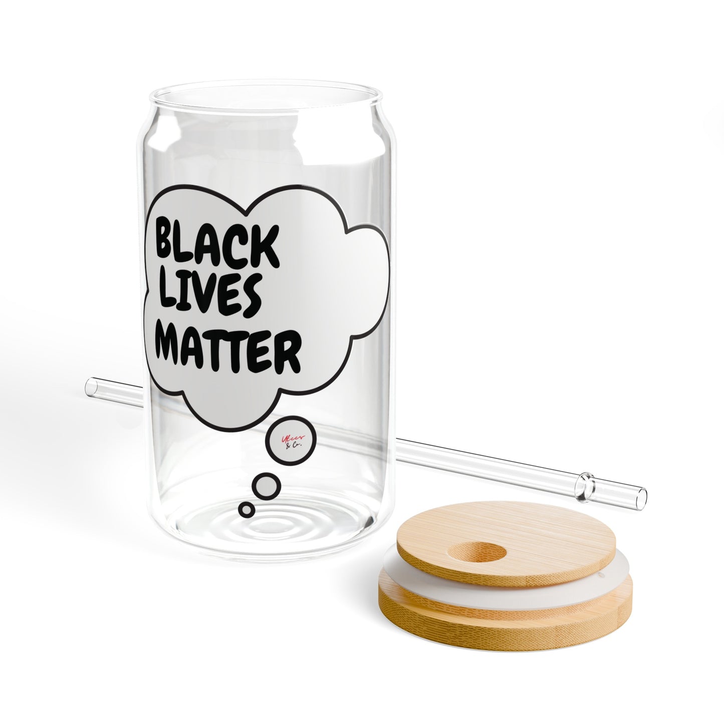 BLACK LIVES MATTER ICED COFFEE GLASSES IN THOUGHT BUBBLE EQUALITY SIPPER GLASS 16oz