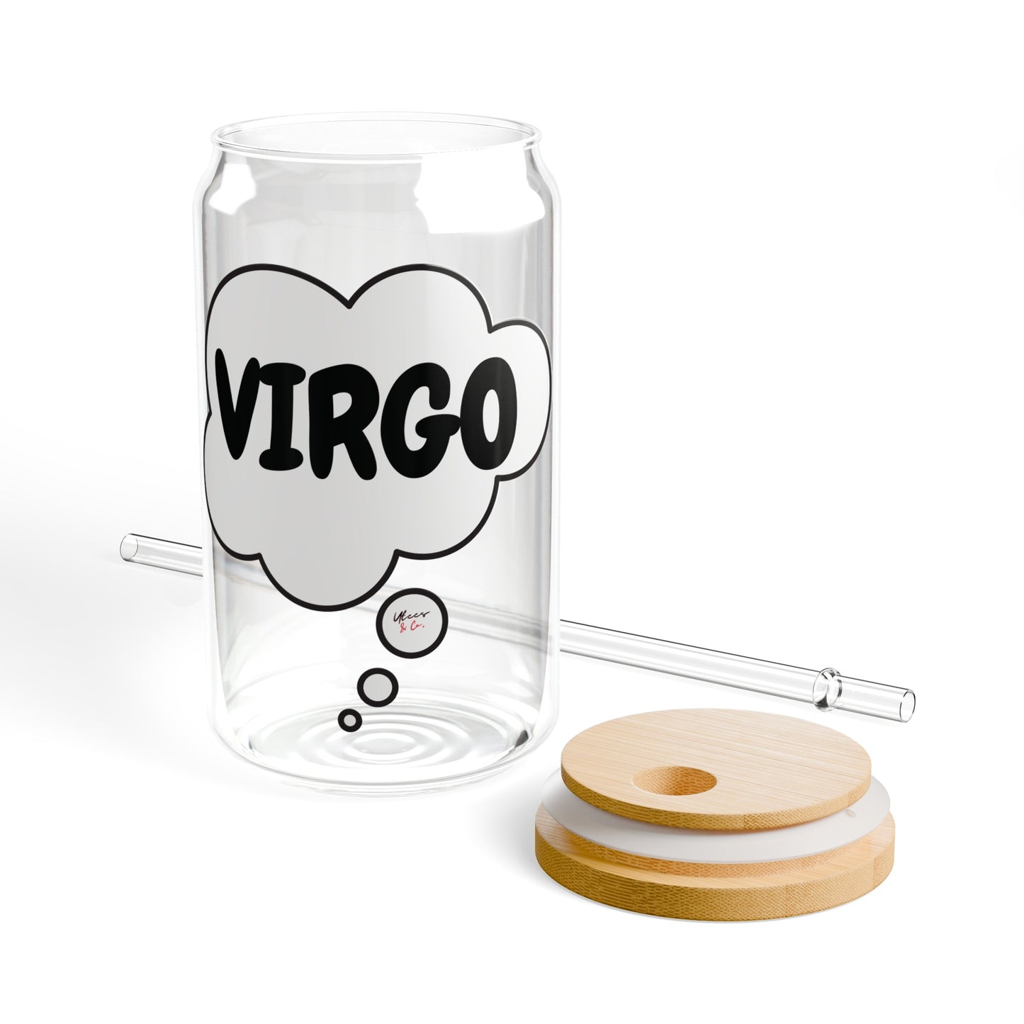 VIRGO ZODIAC SIGN ICED COFFEE GLASSES 16oz SIPPER GLASS IN THOUGHT BUBBLE HOROSCOPE VIRGO SIGN SIPPER GLASS BIRTHDAY GIFT FOR VIRGO ZODIAC SIGN