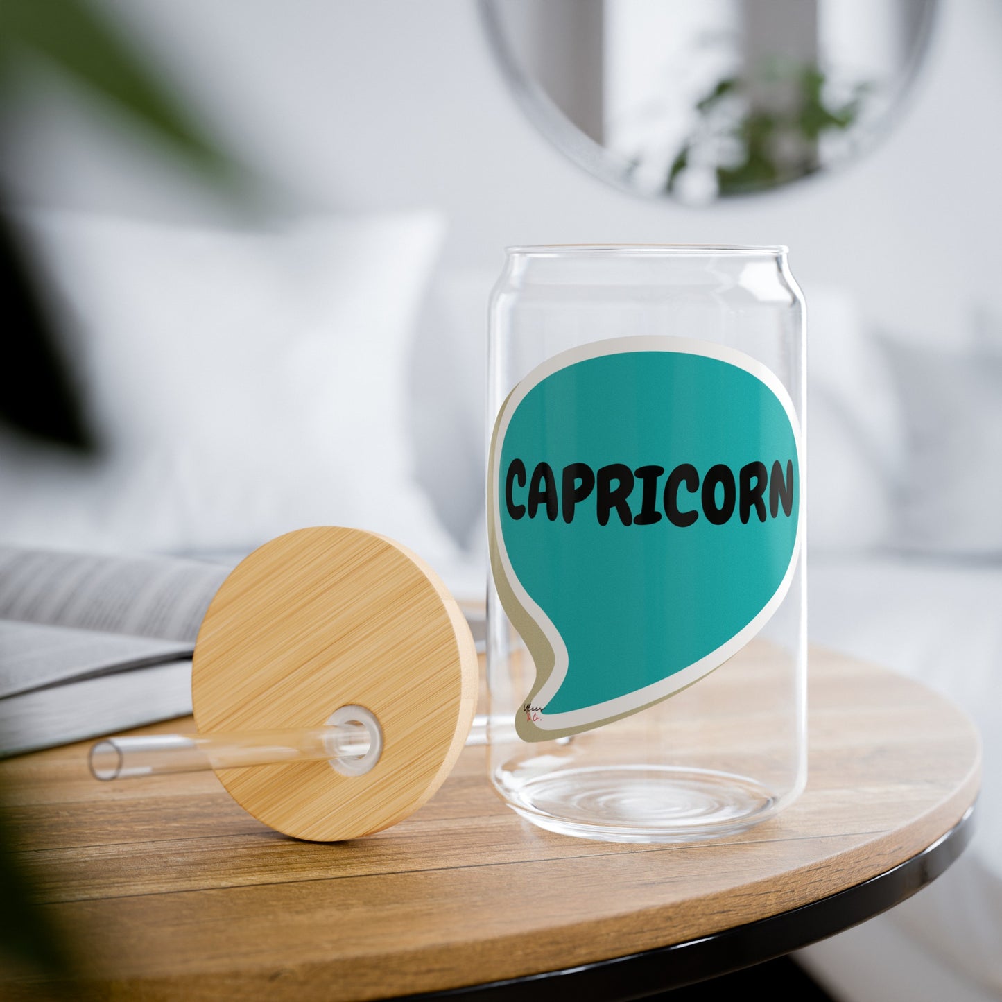 CAPRICORN ZODIAC SIGN ICED COFFEE GLASSES 16oz SIPPER GLASS IN SPEECH BUBBLE HOROSCOPE CAPRICORN SIGN SIPPER GLASS BIRTHDAY GIFT FOR CAPRICORN ZODIAC SIGN