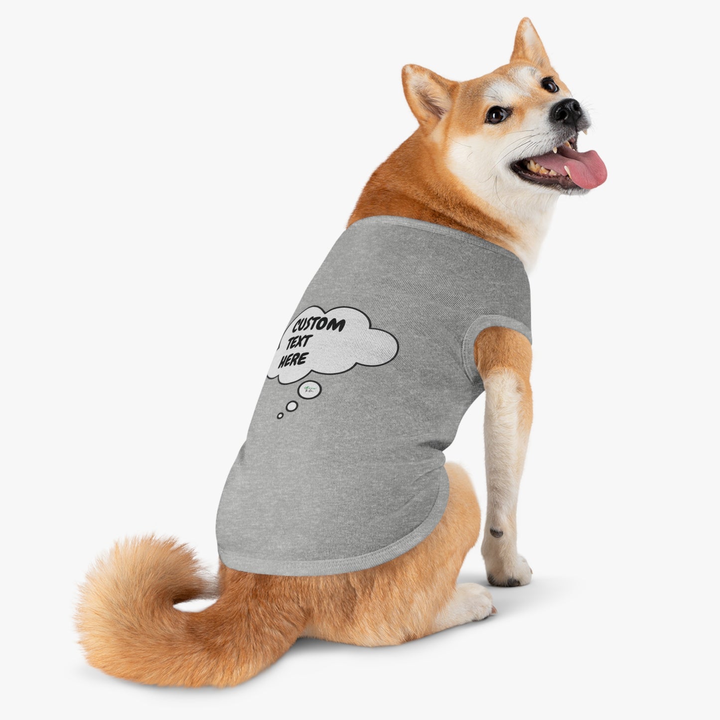 PERSONALIZED PET TANK TOP TANK SHIRT IN THOUGHT BUBBLE CUSTOMIZED GRAPHIC UNISEX TANK T-SHIRT FOR DOGS SHIRTS CUSTOM GIFTS FOR PETS SHIRTS FOR PUPPIES DOG CLOTHING