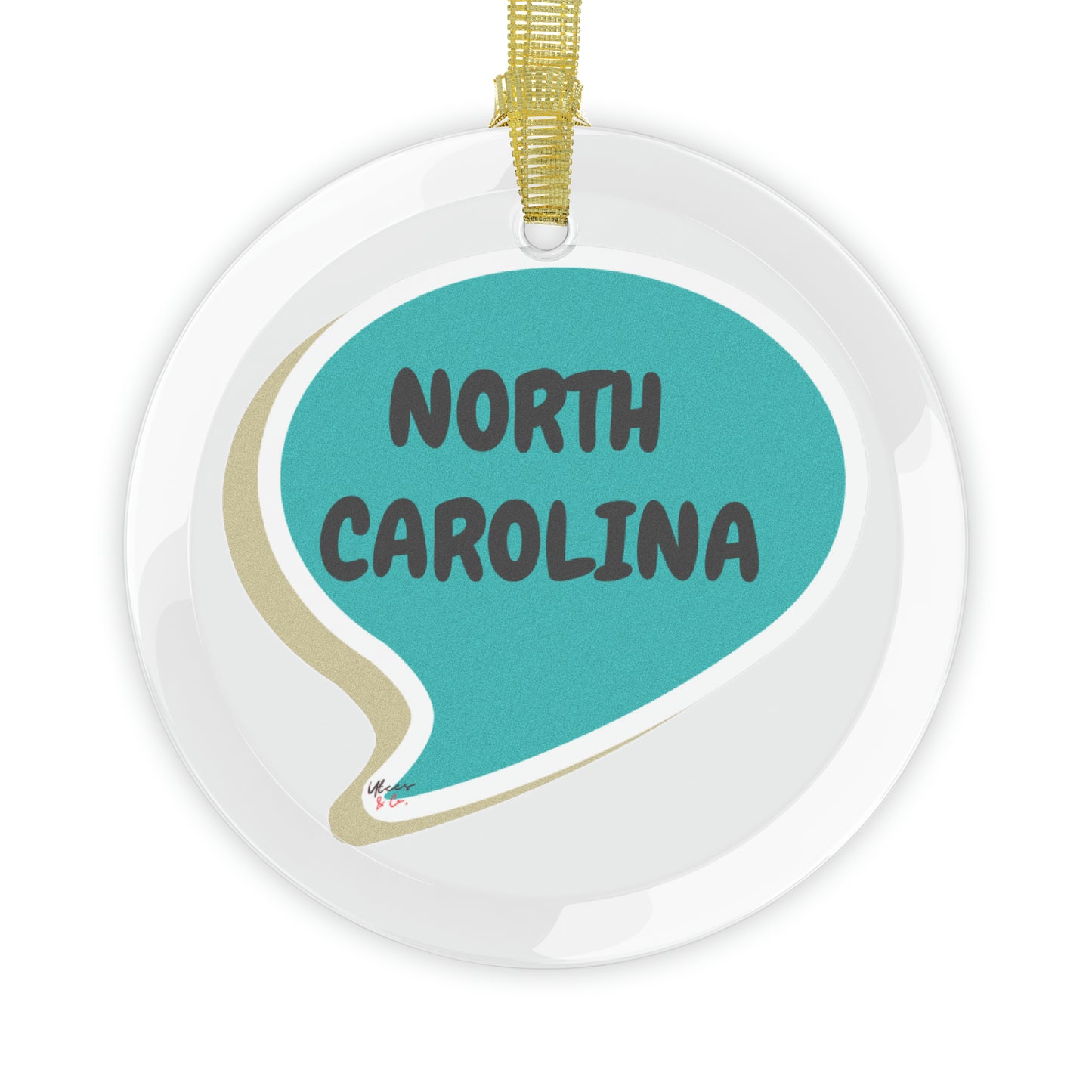 NORTH CAROLINA GLASS ORNAMENT IN SPEECH BUBBLE FOR FAVORITE STATE DECORATION FOR CHRISTMAS DECOR FOR HOLIDAY DECORATION