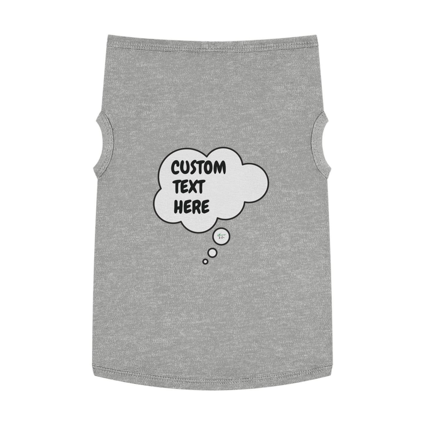PERSONALIZED PET TANK TOP TANK SHIRT IN THOUGHT BUBBLE CUSTOMIZED GRAPHIC UNISEX TANK T-SHIRT FOR DOGS SHIRTS CUSTOM GIFTS FOR PETS SHIRTS FOR PUPPIES DOG CLOTHING