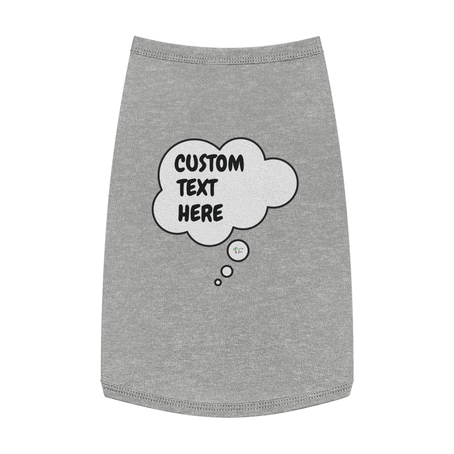 PERSONALIZED PET TANK TOP TANK SHIRT IN THOUGHT BUBBLE CUSTOMIZED GRAPHIC UNISEX TANK T-SHIRT FOR DOGS SHIRTS CUSTOM GIFTS FOR PETS SHIRTS FOR PUPPIES DOG CLOTHING