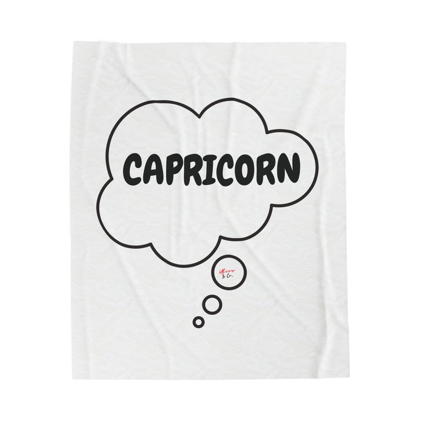 CAPRICORN ZODIAC SIGN IN THOUGHT BUBBLE VELVETEEN PLUSH BLANKET GIFT FOR CAPRICORN SIGN BIRTHDAY HOROSCOPE CAPRICORN SIGN BLANKET