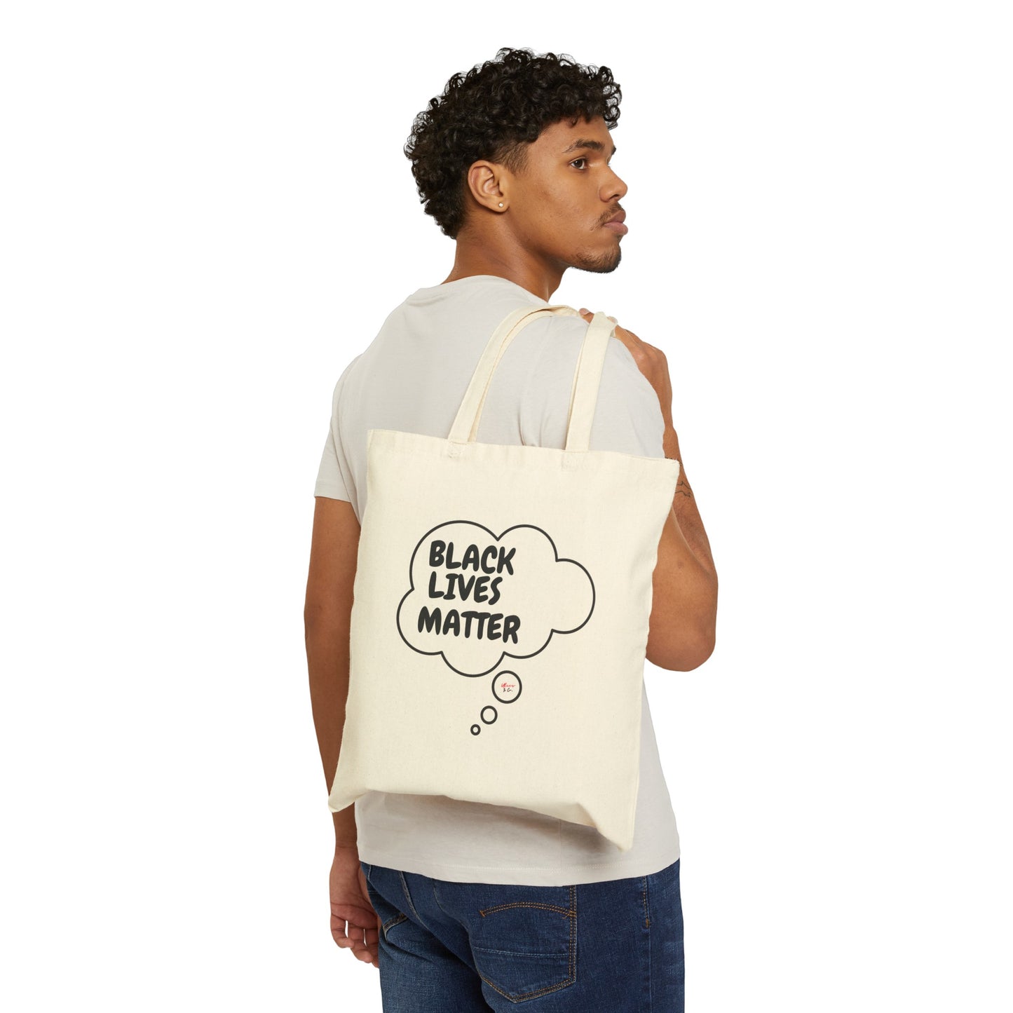 BLACK LIVES MATTER TOTE BAG IN THOUGHT BUBBLE BLM TOTE BAG BLACK LIVES MATTER COTTON CANVAS TOTE BAG