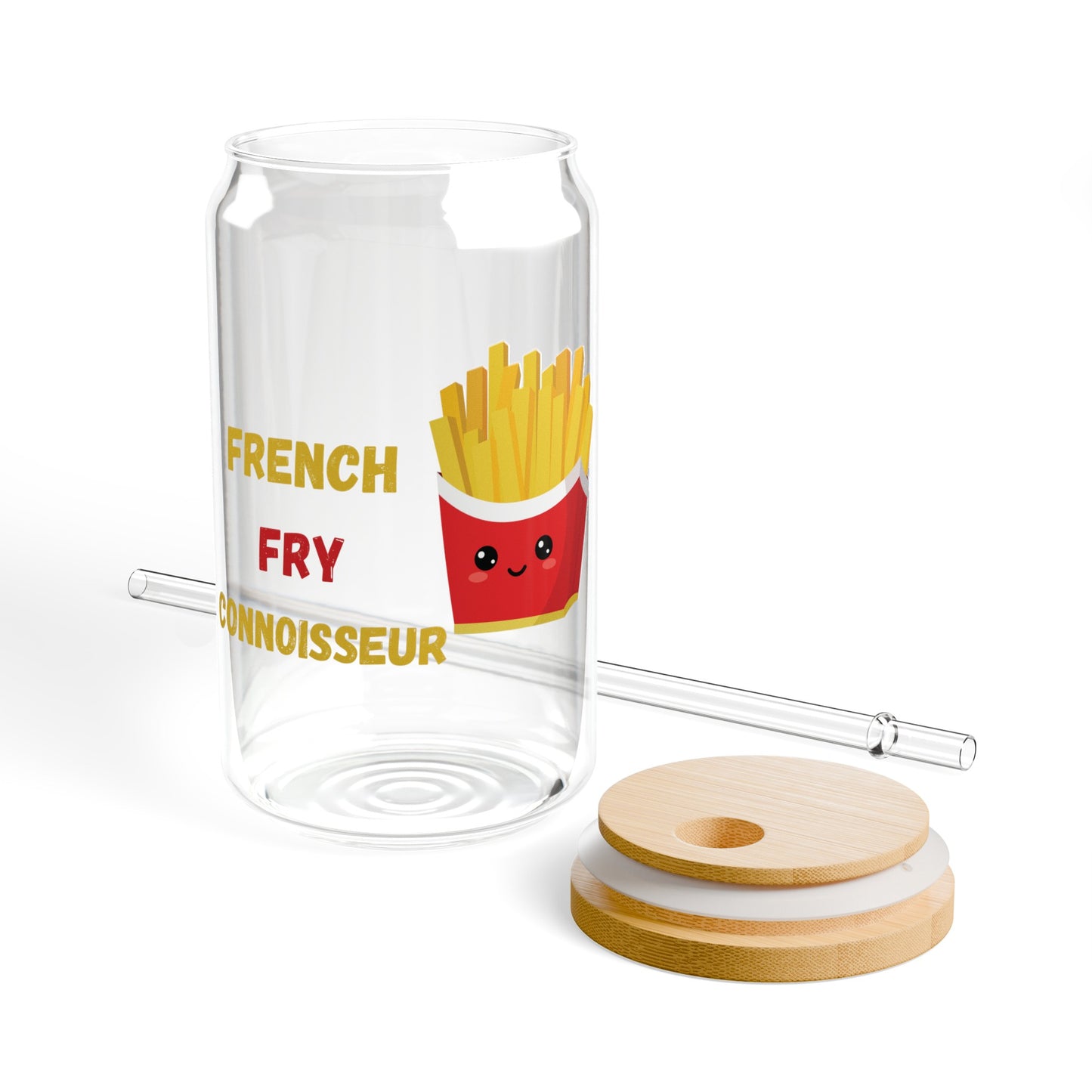 FRENCH FRY CONNOISSEUR ICED COFFEE GLASSES 16oz SIPPER GLASS