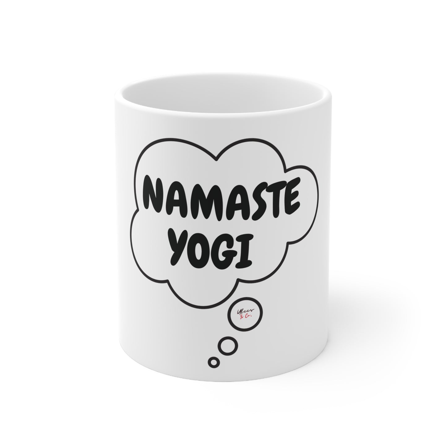 NAMASTE YOGI IN THOUGHT BUBBLE CERAMIC MUG 11oz YOGA INSPIRED MUG GIFT FOR YOGI YOGA COFFEE MUG TEA MUG BEVERAGE MUG FOR YOGA