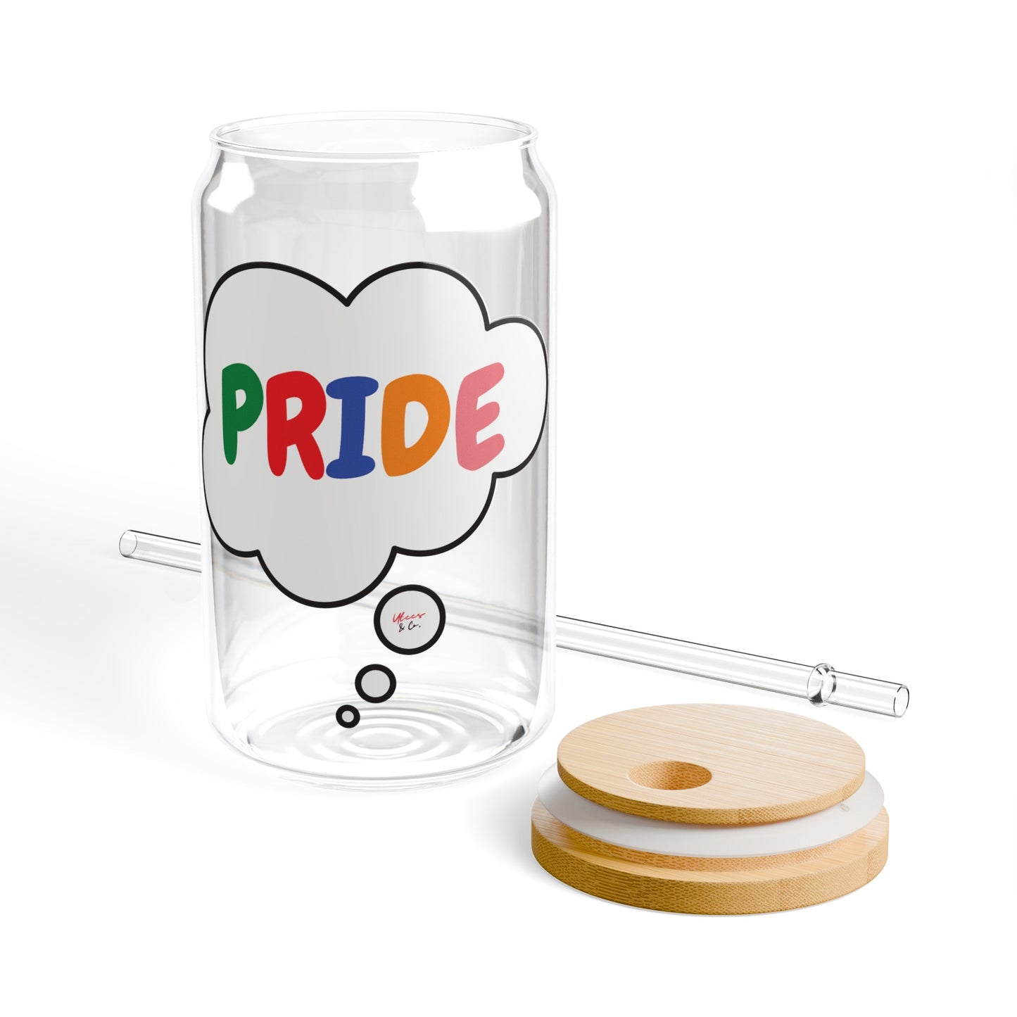 PRIDE ICED COFFEE GLASSES IN THOUGHT BUBBLE LGBTQ EQUALITY PRIDE MONTH HAPPY PRIDE SIPPER GLASS 16oz