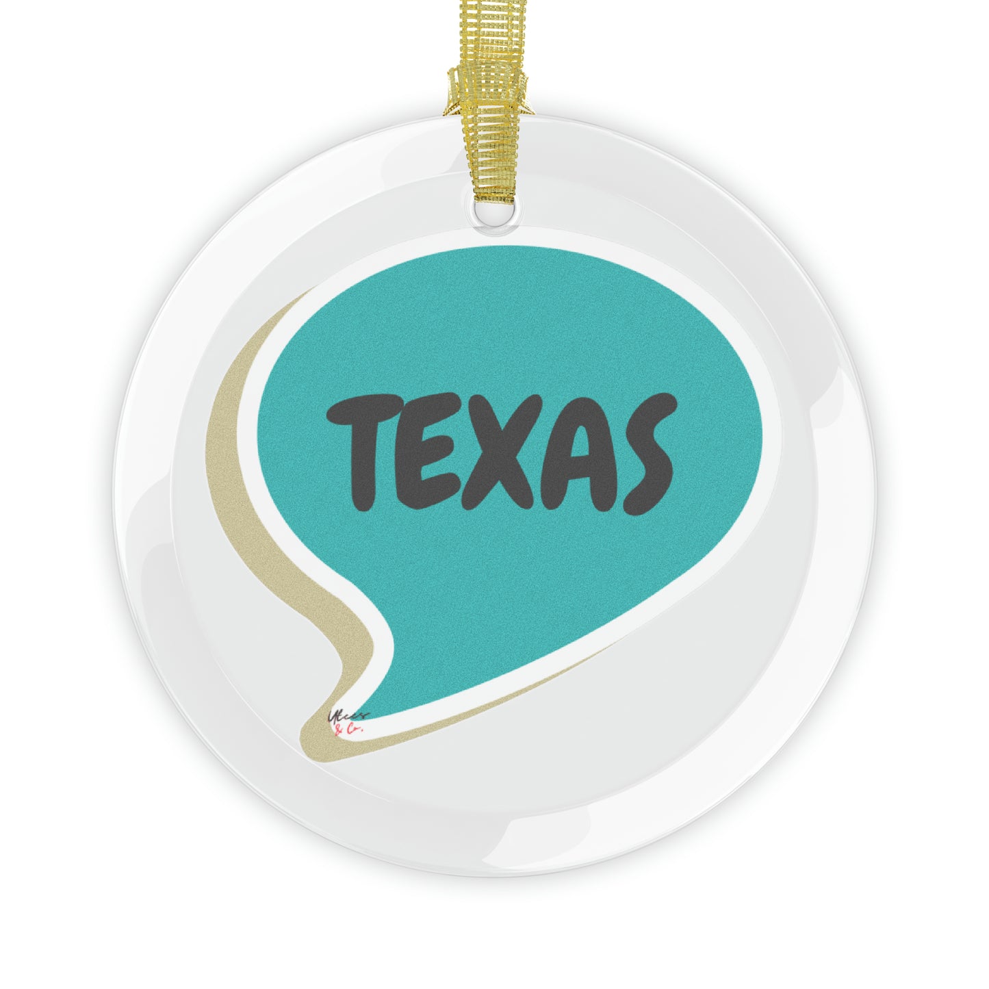 TEXAS GLASS ORNAMENT IN SPEECH BUBBLE FOR FAVORITE STATE DECORATION FOR CHRISTMAS DECOR FOR HOLIDAY DECORATION