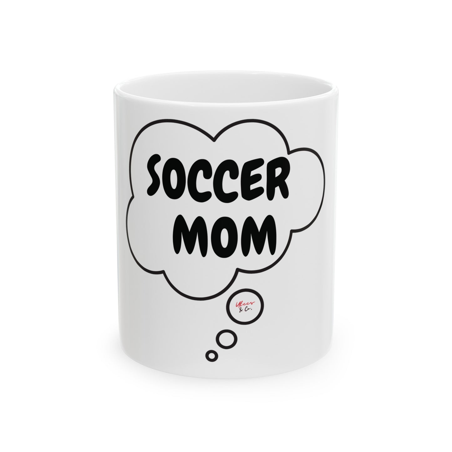 SOCCER MOM GIFT COFFEE MUG FOR SOCCER MOM IN THOUGHT BUBBLE CERAMIC 11oz MOTHERS DAY GIFT FOR SOCCER SPORT MOM