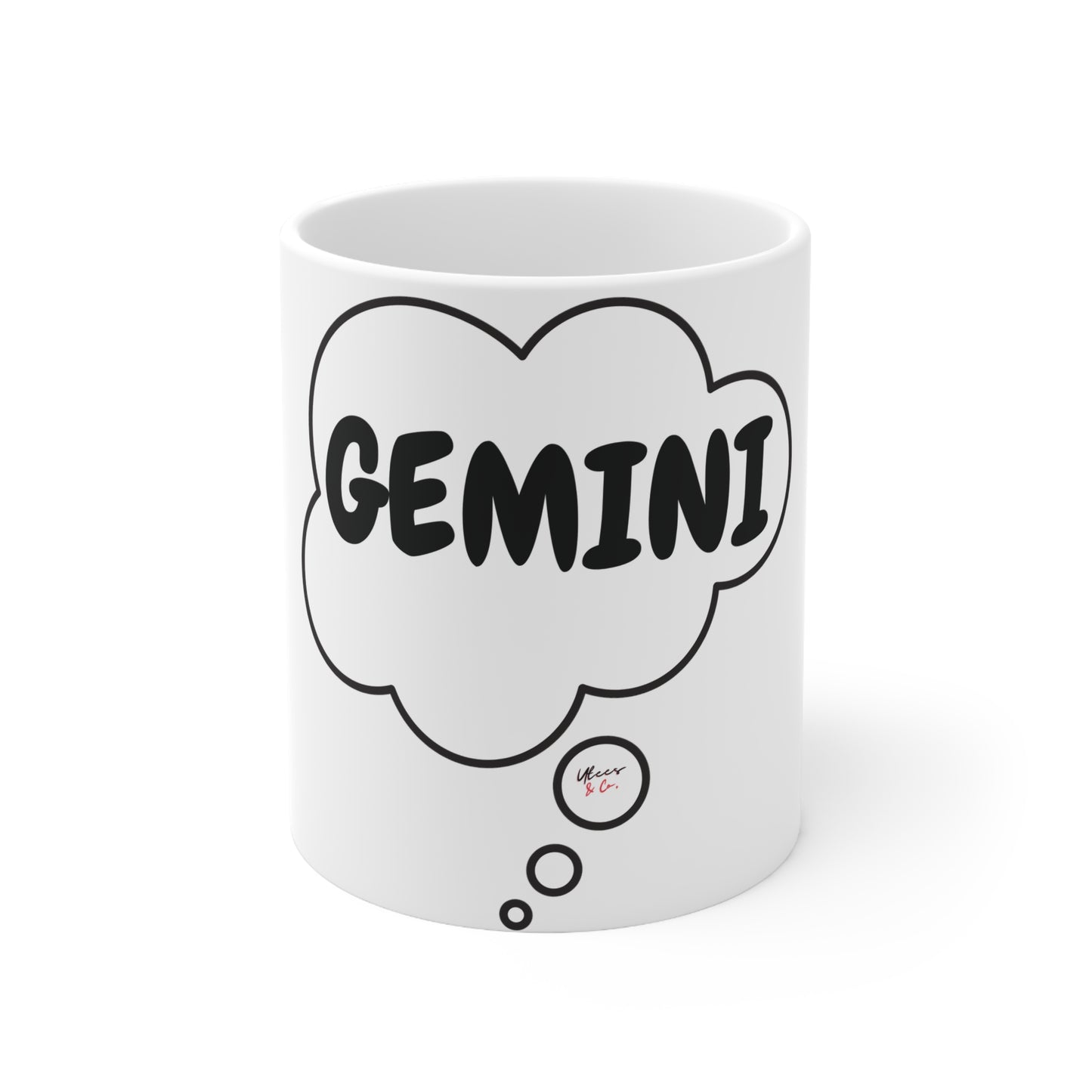 GEMINI ZODIAC SIGN COFFEE MUG IN THOUGHT BUBBLE GIFT FOR COFFEE DRINKER BIRTHDAY SIGN CERAMIC MUG 11oz GEMINI ZODIAC SIGN HOROSCOPE ON COFFEE MUG FOR COFFEE LOVERS