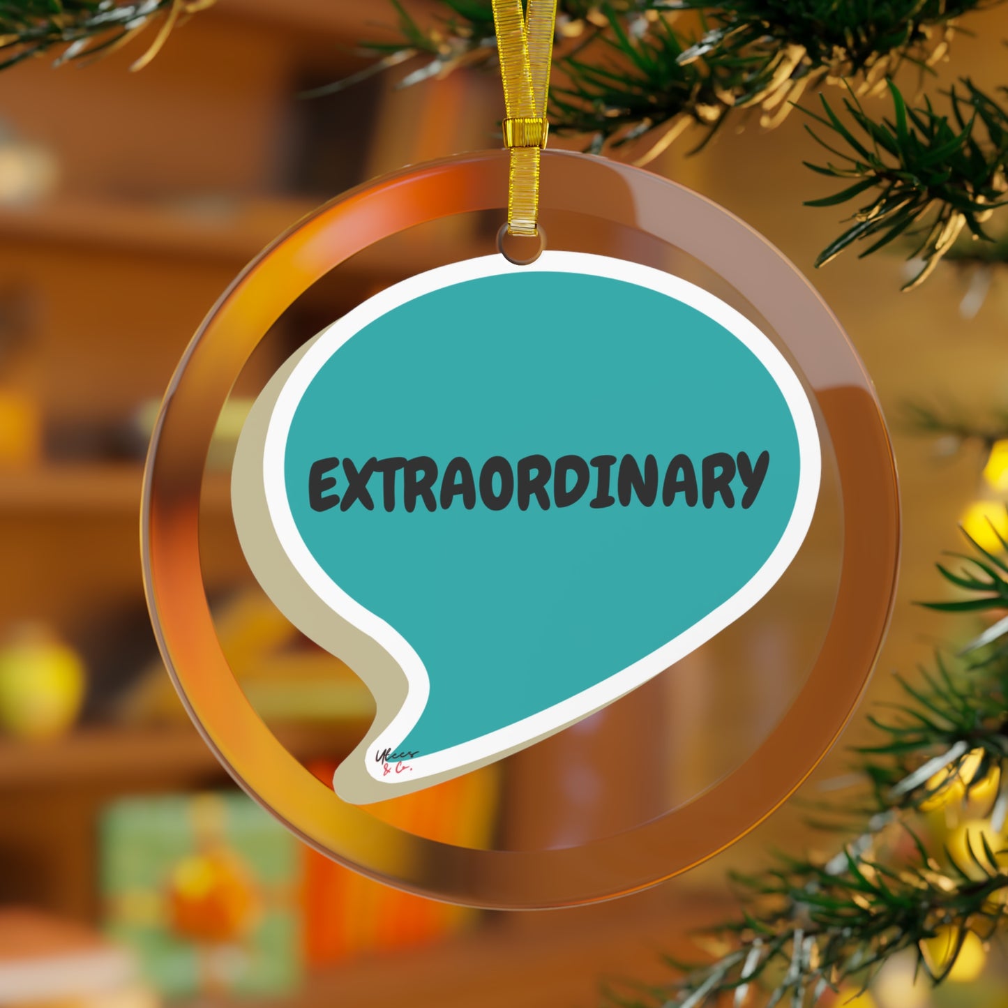 EXTRAORDINARY GLASS ORNAMENT IN SPEECH BUBBLE FOR CHRISTMAS HOLIDAY DECORATION