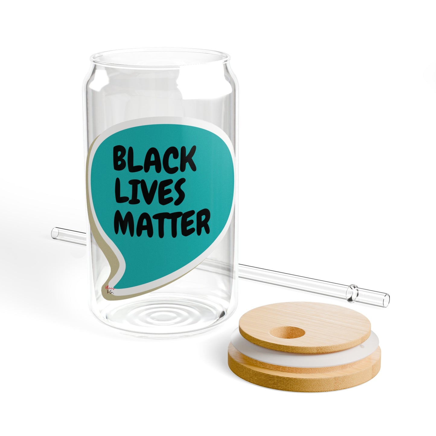 BLACK LIVES MATTER ICED COFFEE GLASSES IN SPEECH BUBBLE EQUALITY SIPPER GLASS 16oz