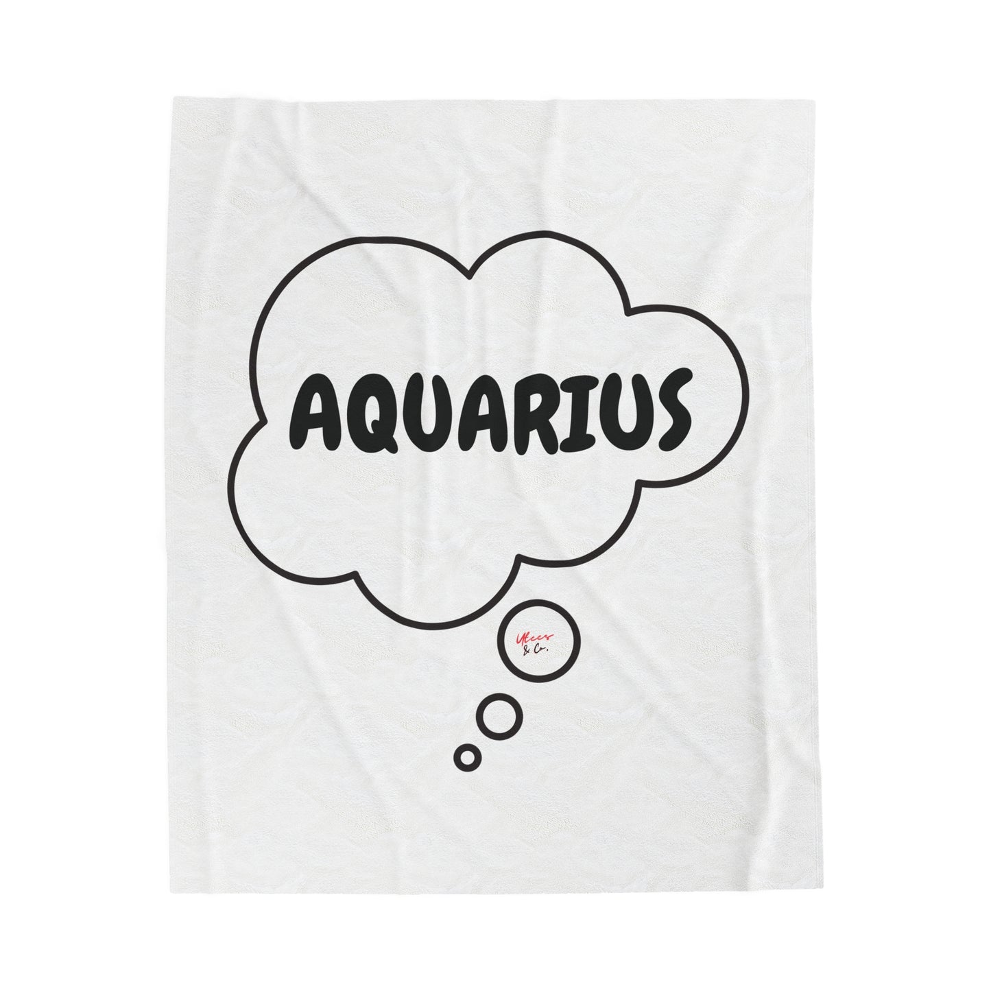 AQUARIUS ZODIAC SIGN IN THOUGHT BUBBLE VELVETEEN PLUSH BLANKET BIRTHDAY ZODIAC AQUARIUS SIGN BLANKET HOROSCOPE BLANKET GIFT BLANKET