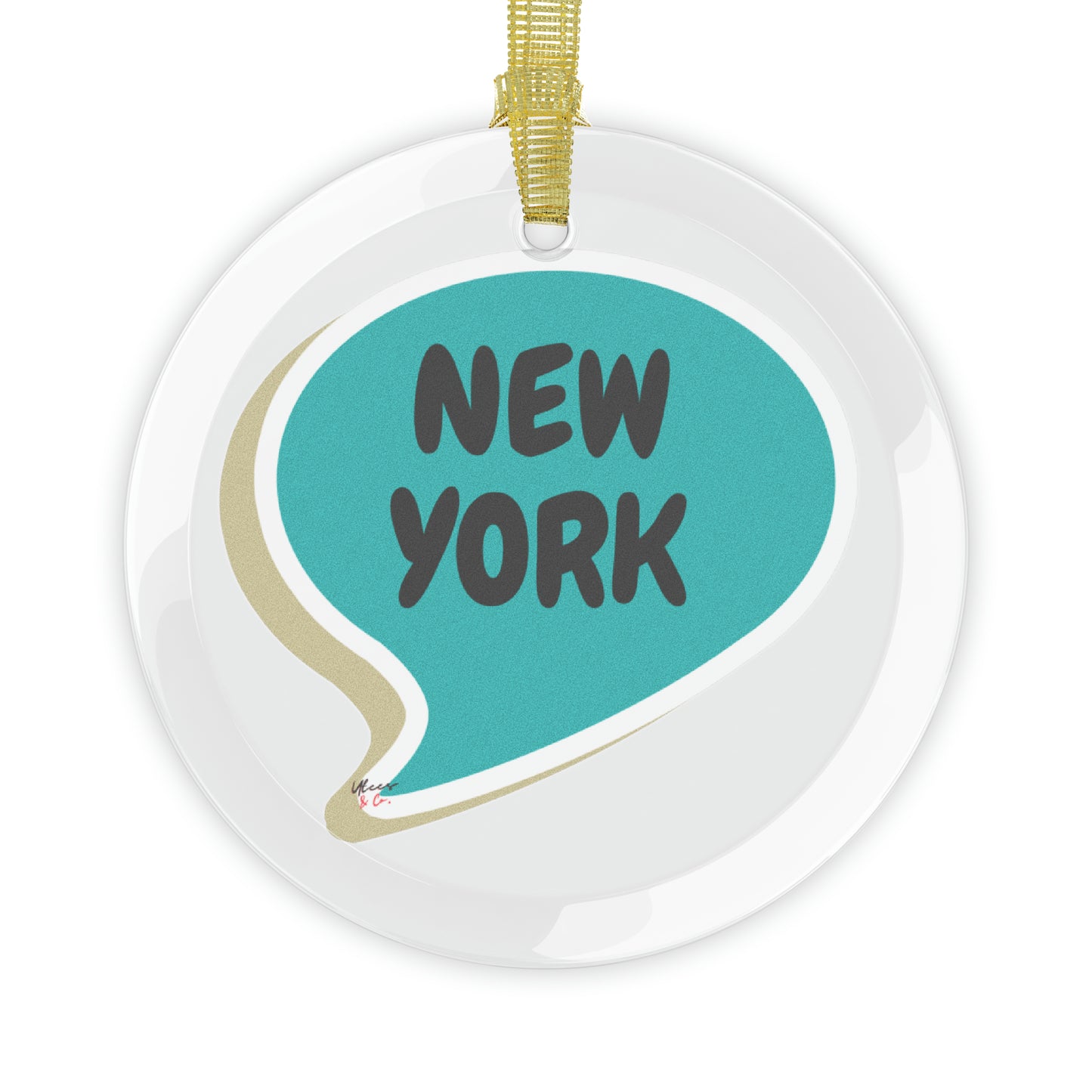 NEW YORK GLASS ORNAMENT IN SPEECH BUBBLE FOR FAVORITE STATE DECORATION FOR CHRISTMAS DECOR FOR HOLIDAY DECORATION