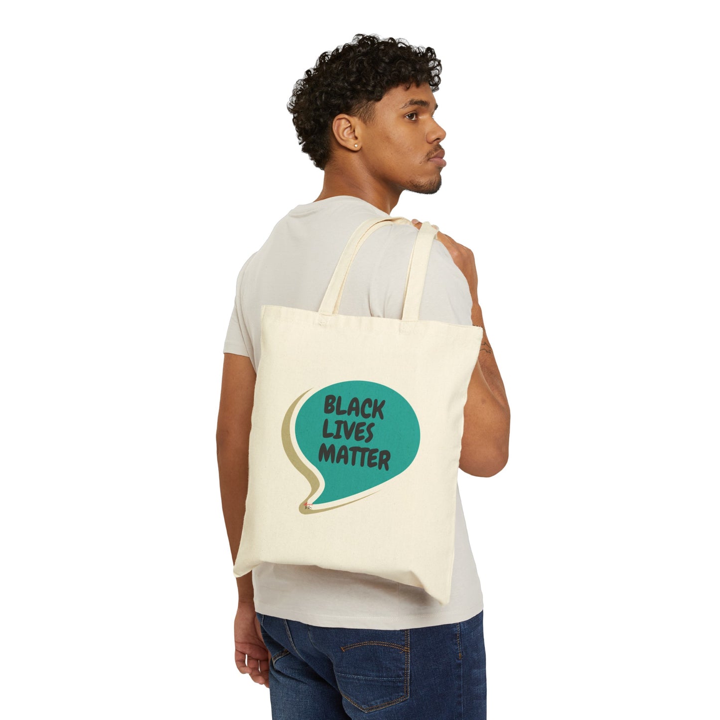 BLACK LIVES MATTER TOTE BAG IN SPEECH BUBBLE BLM TOTE BAG BLACK LIVES MATTER COTTON CANVAS TOTE BAG