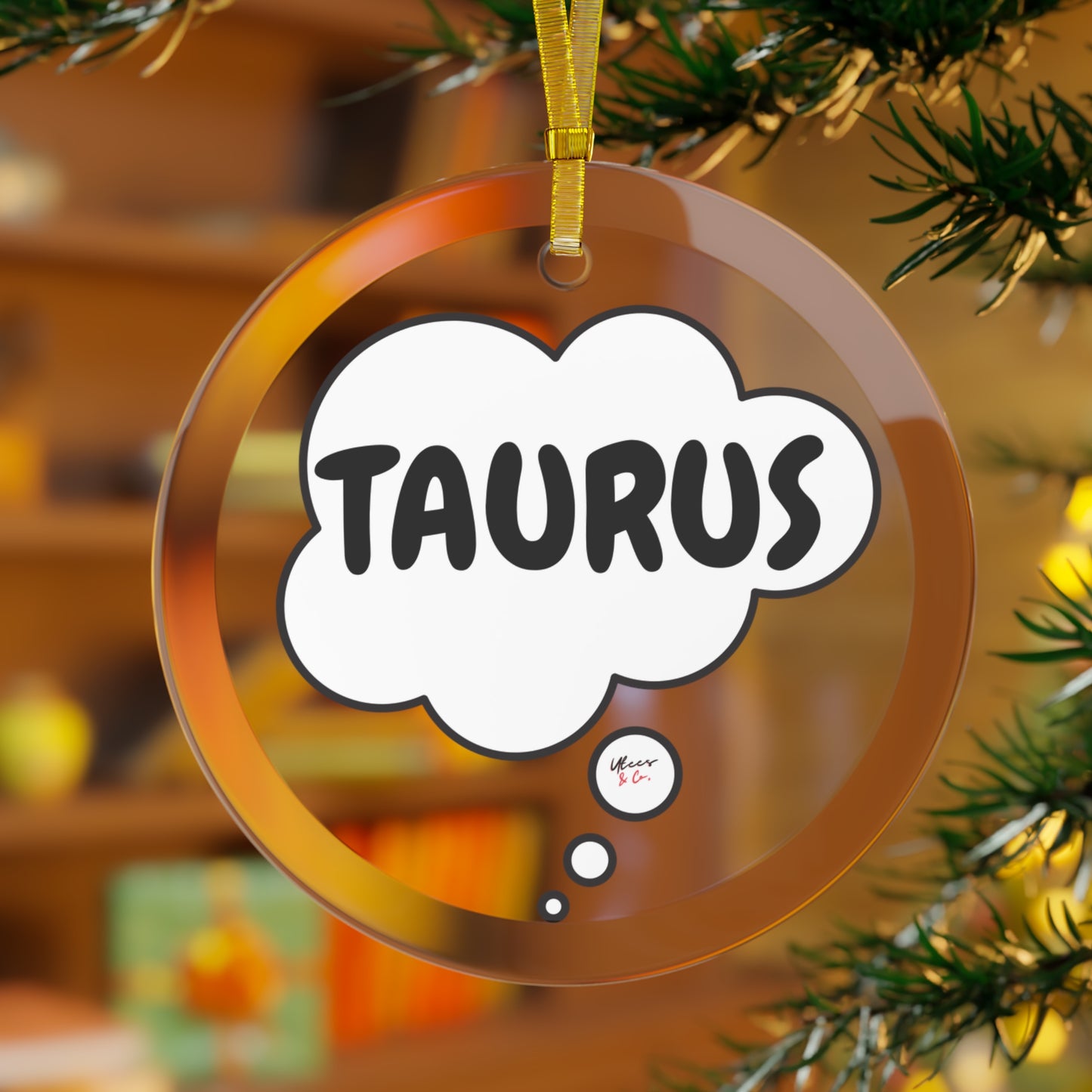 TAURUS ZODIAC SIGNS GLASS ORNAMENTS THOUGHT BUBBLE HOROSCOPE TAURUS SIGN CHRISTMAS TREE ORNAMENT TAURUS SYMBOL BIRTHDAY GIFT SIGN TAURUS ORNAMENT