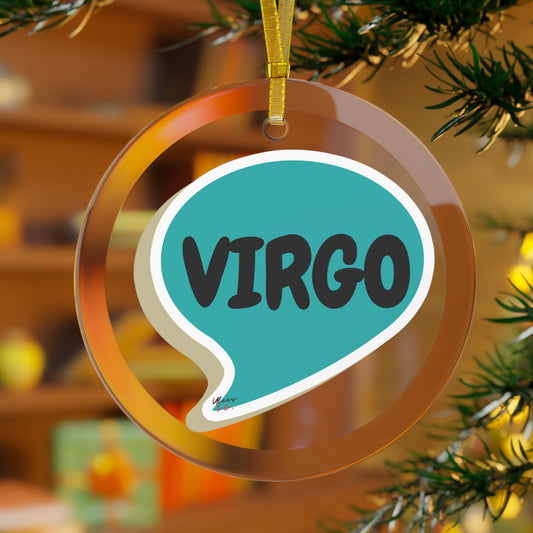 VIRGO ZODIAC BIRTHDAY GIFT GLASS ORNAMENTS SPEECH BUBBLE VIRGO BIRTHDAY SIGNS VIRGO SYMBOLS CHRISTMAS TREE ORNAMENT HOLIDAY GIFT ZODIAC VIRGO SYMBOLS