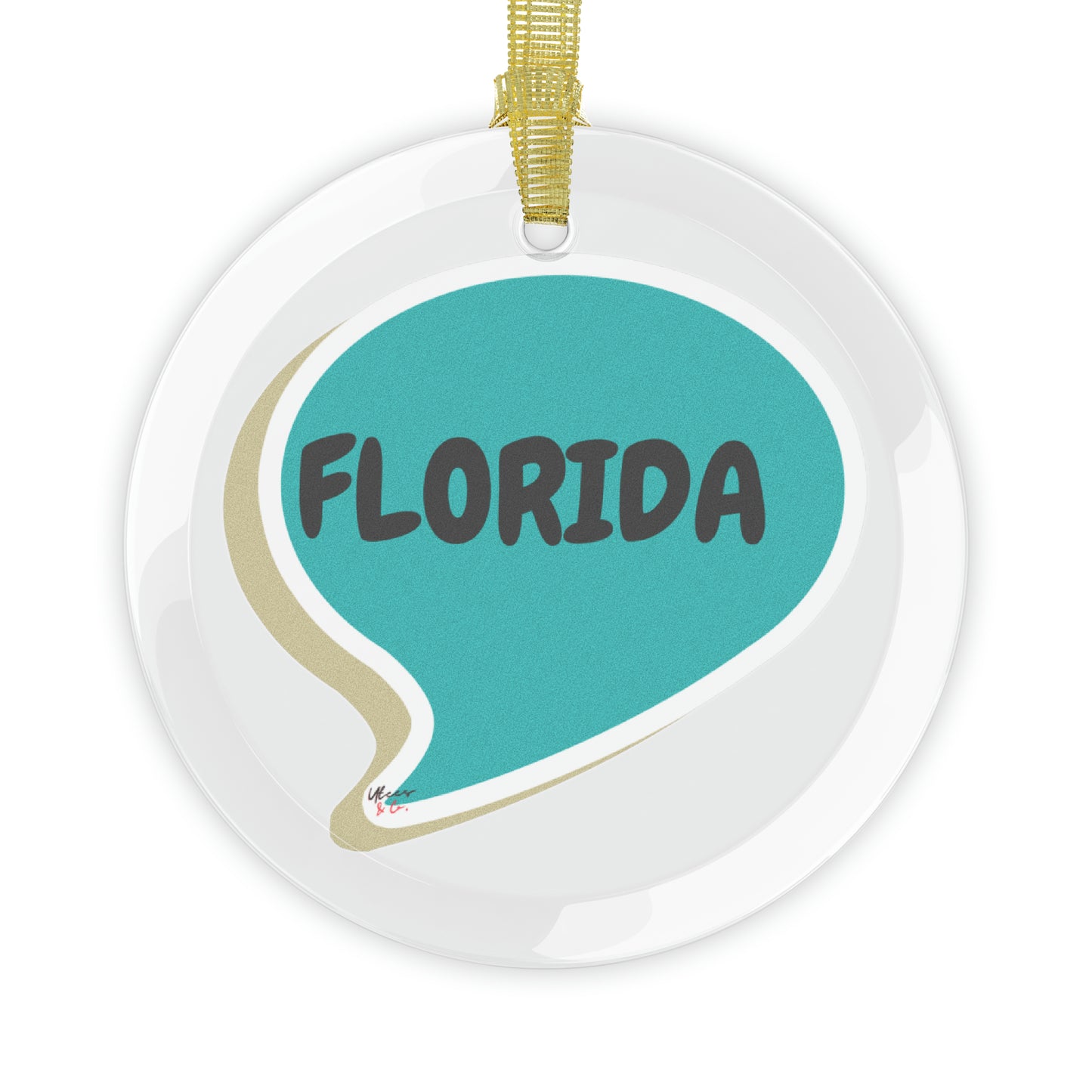 FLORIDA GLASS ORNAMENT IN SPEECH BUBBLE FOR FAVORITE STATE DECORATION FOR CHRISTMAS DECOR FOR HOLIDAY DECORATION