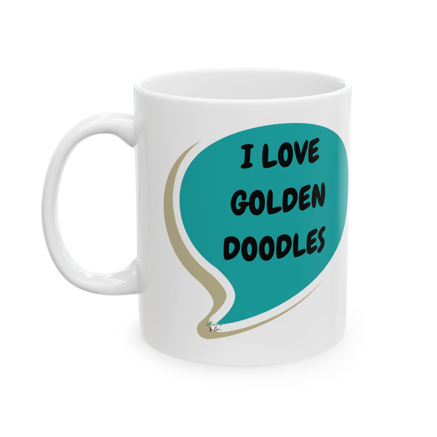 I LOVE GOLDEN DOODLES 11oz CERAMIC MUG IN SPEECH BUBBLE DESIGN DOG MOM GIFTS DOG DAD GIFTS DRINKWARE FOR PET PARENTS GIFTS FOR DOG LOVERS