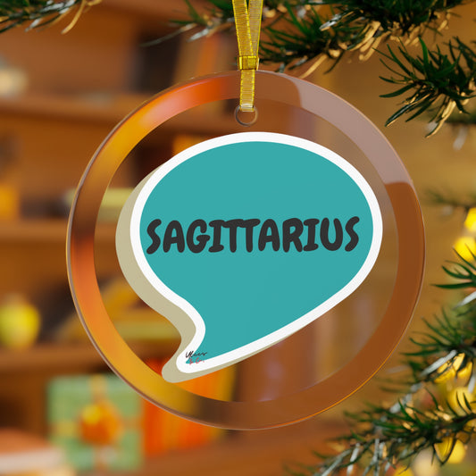 SAGITTARIUS ZODIAC BIRTHDAY GIFT GLASS ORNAMENTS SPEECH BUBBLE SAGITTARIUS BIRTHDAY SIGNS VIRGO SYMBOLS CHRISTMAS TREE ORNAMENT HOLIDAY GIFT ZODIAC SAGITTARIUS SYMBOLS