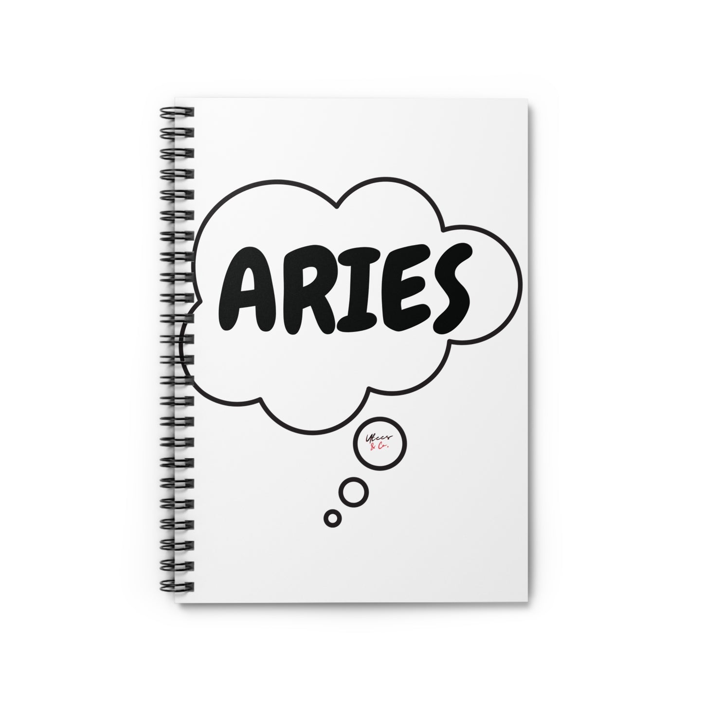 ARIES ZODIAC SIGN SPIRAL NOTEBOOK IN THOUGHT BUBBLE ARIES BIRTHDAY SIGN HOROSCOPE SPIRAL NOTEBOOK