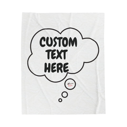 PERSONALIZE PLUSH BLANKET IN THOUGHT BUBBLE CUSTOM VELVETEEN PLUSH BLANKET CUSTOMIZE BLANKET FOR GIFT