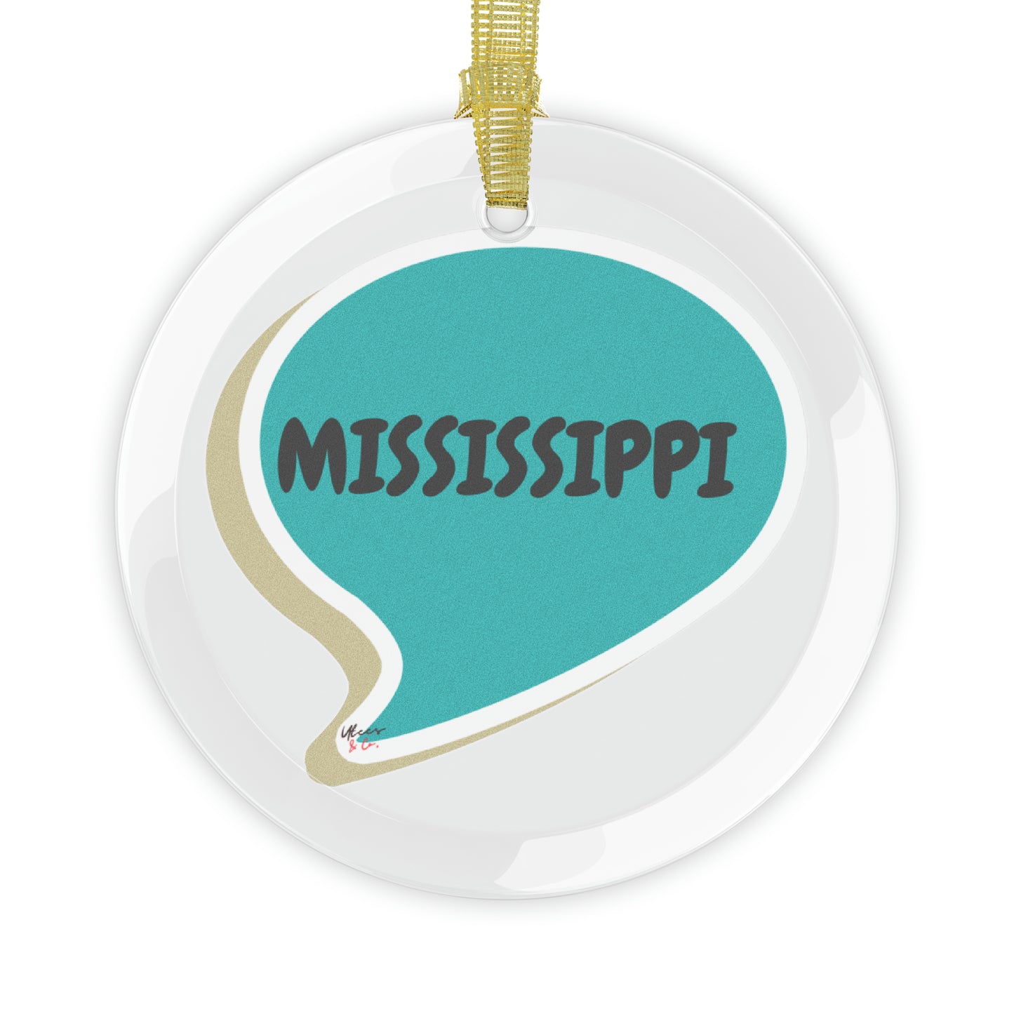 MISSISSIPPI GLASS ORNAMENT IN SPEECH BUBBLE FOR FAVORITE STATE DECORATION FOR CHRISTMAS DECOR FOR HOLIDAY DECORATION