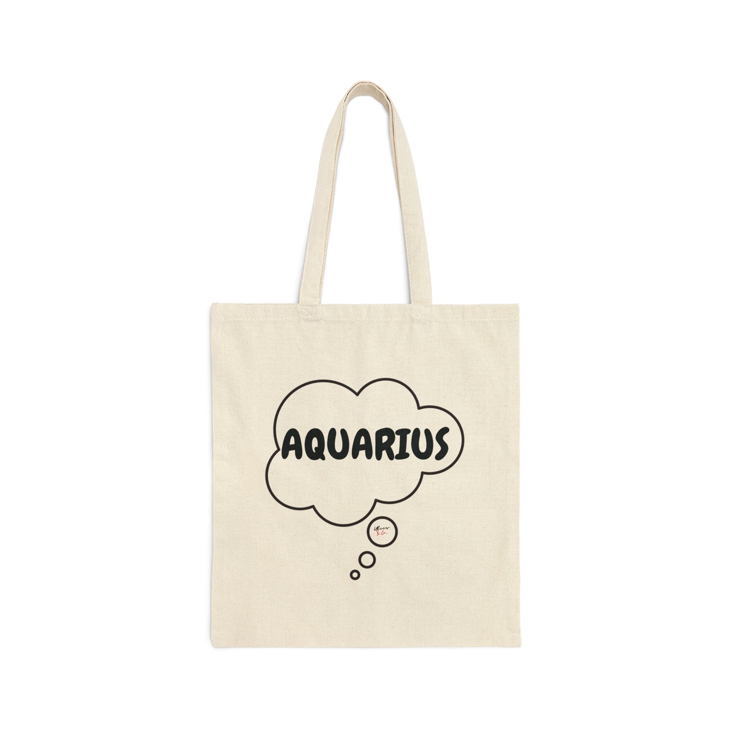 AQUARIUS ZODIAC SIGN COTTON CANVAS TOTE BAG IN THOUGHT BUBBLE AQUARIUS HOROSCOPE ASTRONOMY SIGN TOTE BAG