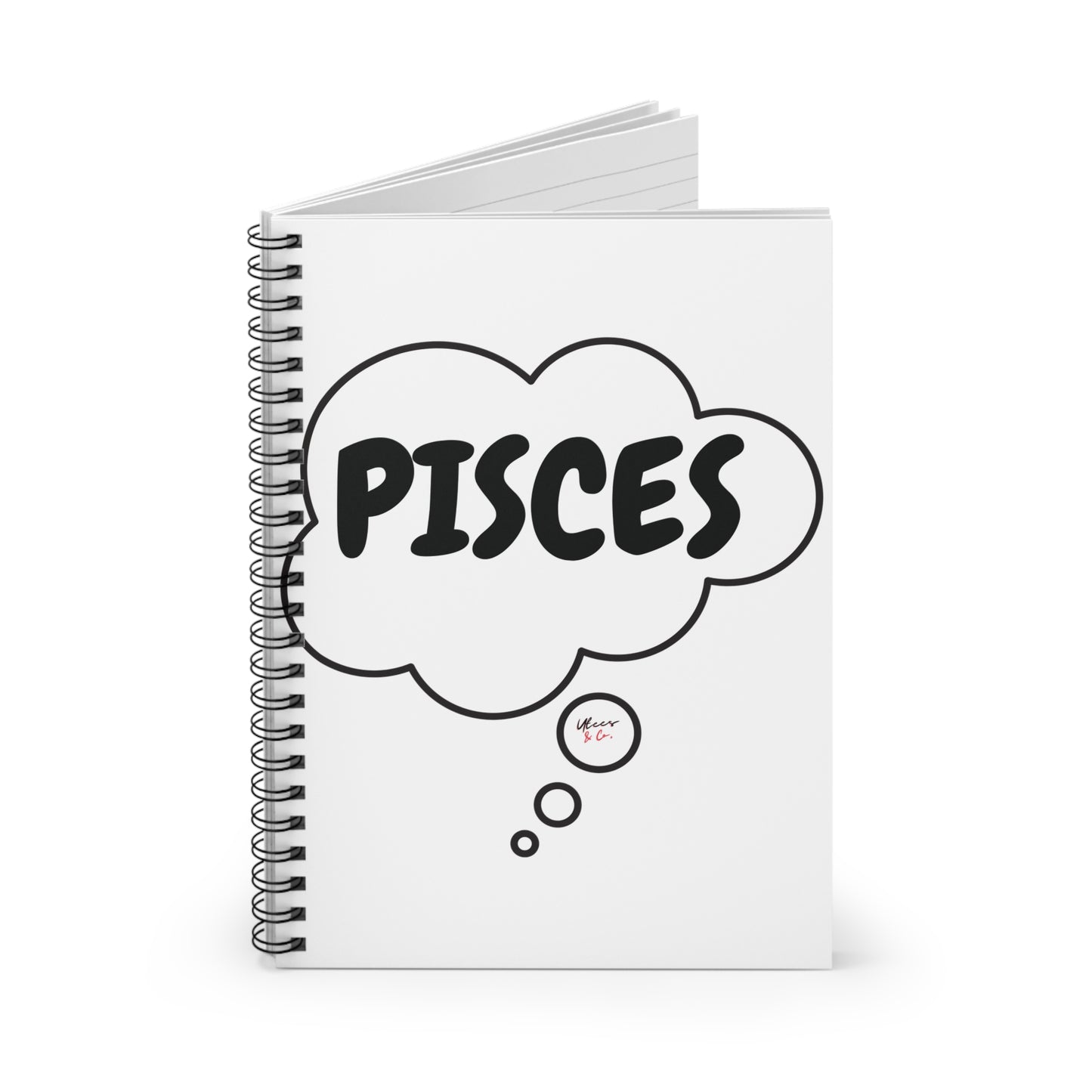 PISCES ZODIAC SIGN SPIRAL NOTEBOOK IN THOUGHT BUBBLE PISCES BIRTHDAY SIGN HOROSCOPE SPIRAL NOTEBOOK