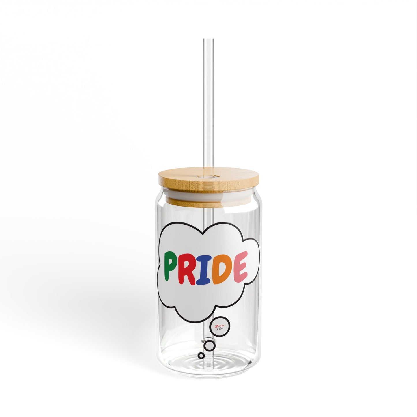 PRIDE ICED COFFEE GLASSES IN THOUGHT BUBBLE LGBTQ EQUALITY PRIDE MONTH HAPPY PRIDE SIPPER GLASS 16oz