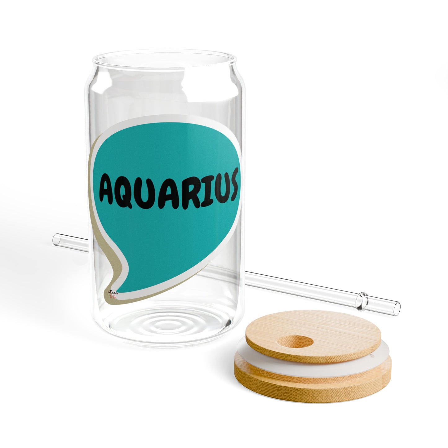 AQUARIUS ZODIAC SIGN ICED COFFEE GLASSES 16oz SIPPER GLASS IN SPEECH BUBBLE HOROSCOPE AQUARIUS SIGN SIPPER GLASS BIRTHDAY GIFT FOR AQUARIUS ZODIAC SIGN